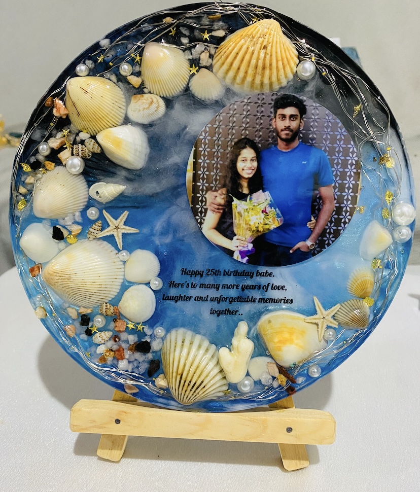 Anniversary photo memory disc — handcrafted resin art by Resin Gallery by Suu