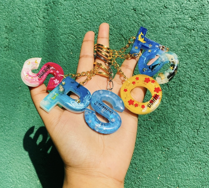 Colourful personalized resin name letter keytags