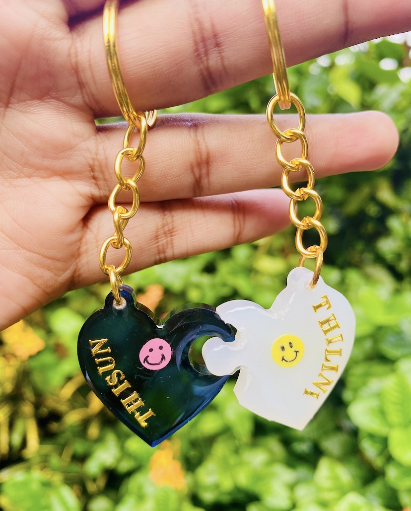 Couple puzzle keychains — handcrafted resin art by Resin Gallery by Suu