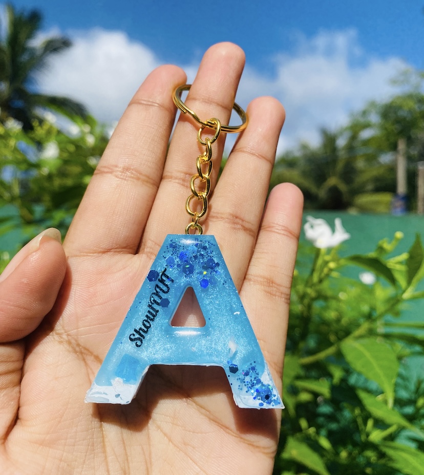 Custom initial keytags — handcrafted resin art by Resin Gallery by Suu