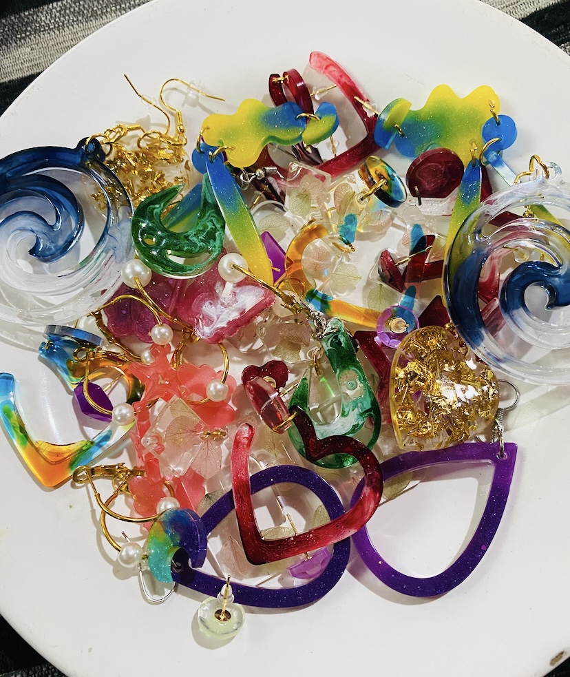 Resin earring collection — handcrafted resin art by Resin Gallery by Suu