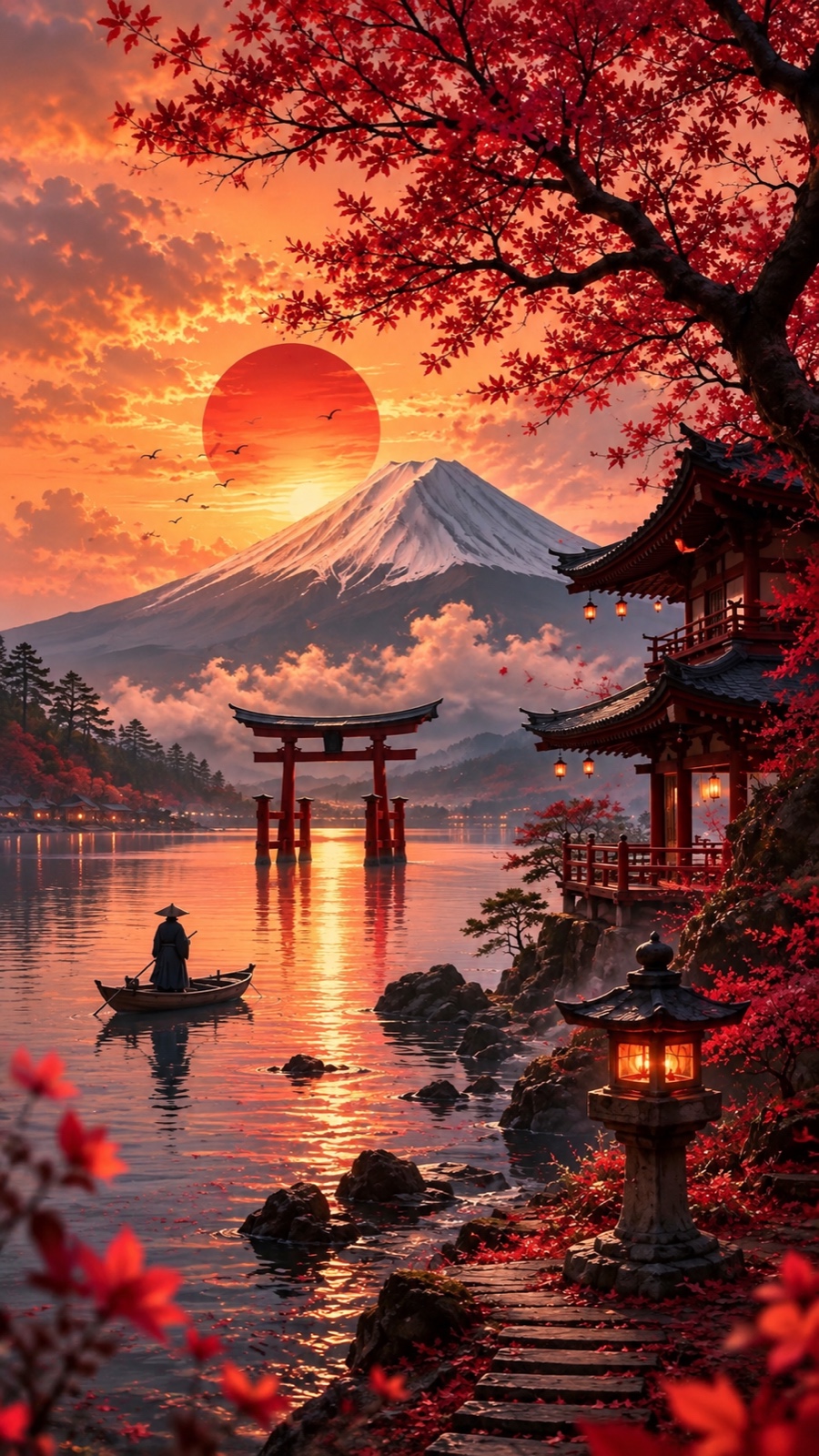 Autumn Torii — Wall Canvas — from ACRYLIC ART, Resin Gallery by Suu